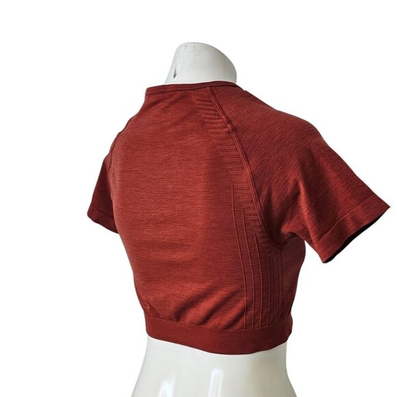 Alphalete Womens Amplify Short Sleeve Crop Top, Lightweight, Orange, Size Medium - Picture 4 of 9